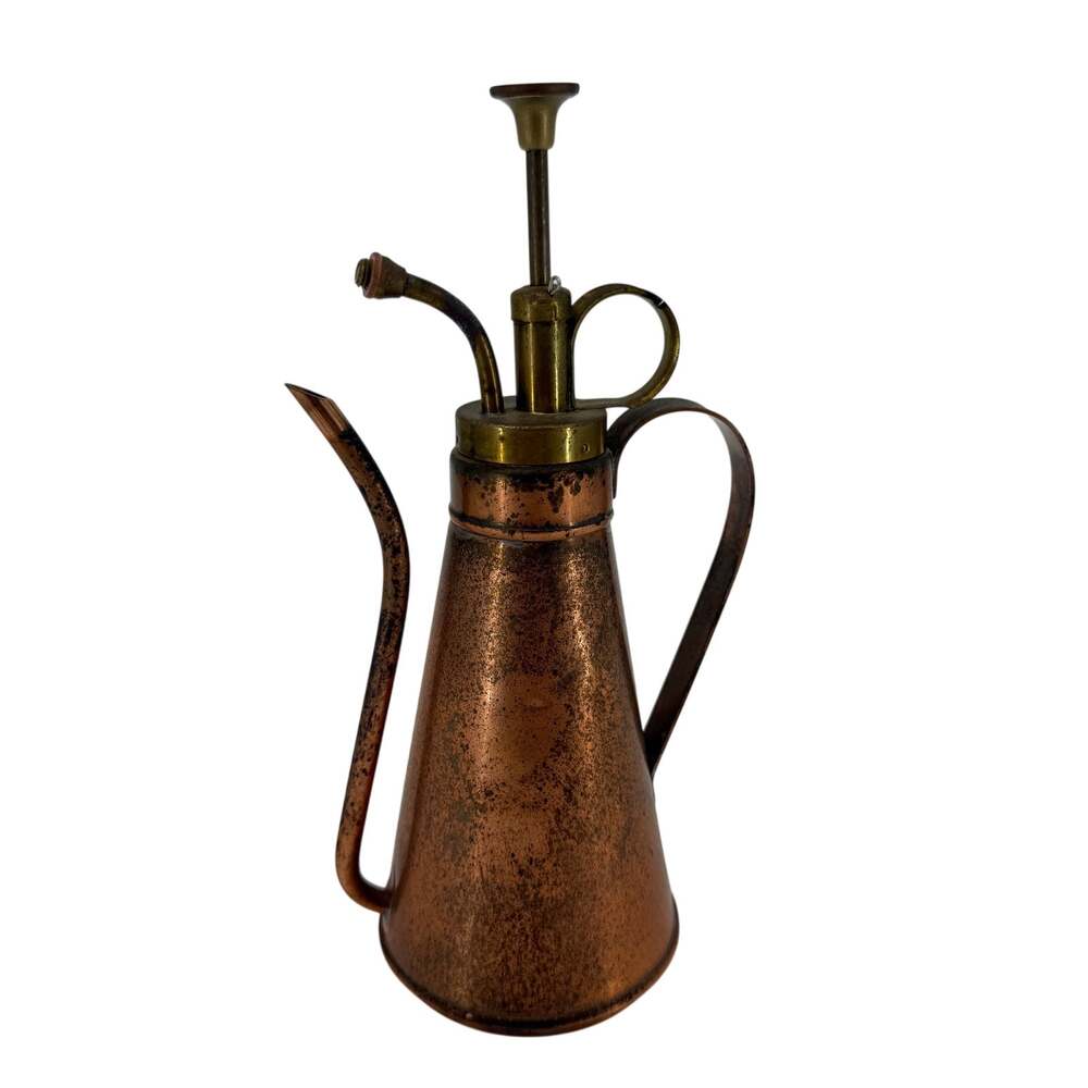 Vintage Copper Brass Plant Mister Watering Can Combo Pump Sprayer 9”